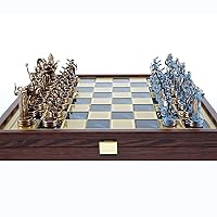 Greek Mythology Chess Set - Blue&Copper - Wooden case Blue Board