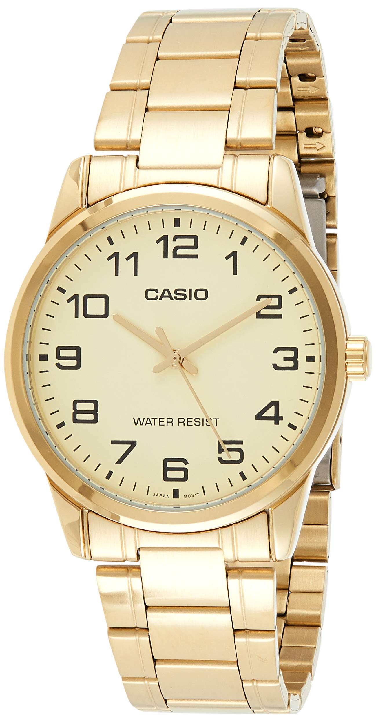 Casio #MTP-V001G-9B Men's Standard Gold Tone Stainless Steel Easy Reader Watch