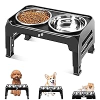 Elevated Dog Bowls for Small Medium Dogs 3 Height Adjustable Raised Dog Bowl Stand with 2 Thick 6