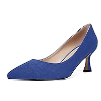 Womens Dress Pointed Toe Slip On Suede Wedding Stiletto Mid Heel Pumps Shoes 2.5 Inch