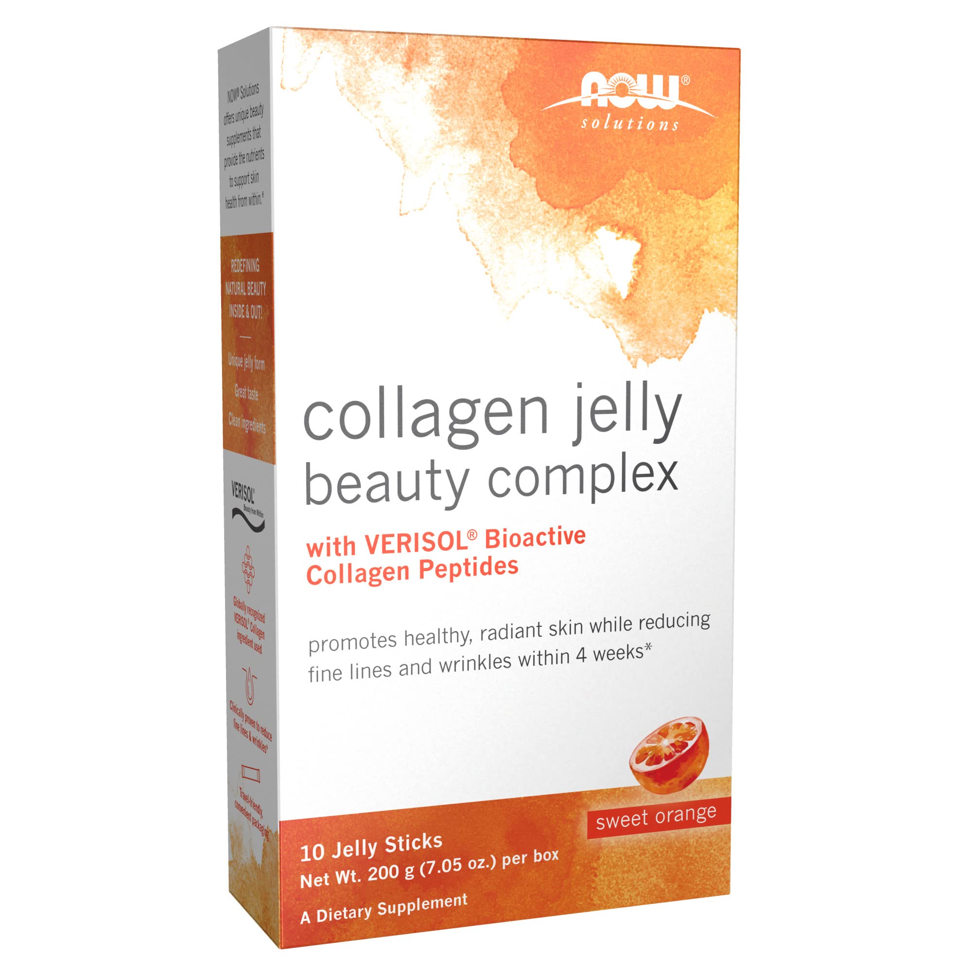 NOW Solutions, Collagen Jelly Beauty Complex, Sweet Orange Flavor, 10 Jelly Sticks