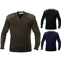 V Neck Acrylic Uniform Sweater Military Commando Army Epaulets Thick Warm Winter