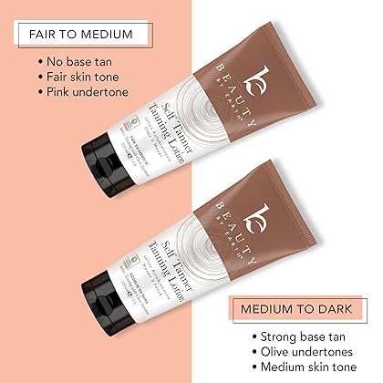 Self Tanner Face & Body - With Organic Aloe Vera & Shea Butter, Sunless Tanning Lotion, Bronzer Buildable Light, Medium or Dark Tan, Fake Tan Self Tanners Best Sellers, 7.5oz (body) 3oz (face)