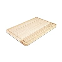 KitchenAid Classic Rubberwood Cutting Board with Perimeter Trench, Extra-Large Reversible Chopping Board, 12-inch x 18-inch, Natural