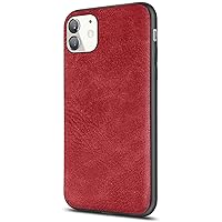 SALAWAT for iPhone 11 Case, Slim PU Leather Vintage Shockproof Phone Case Cover Lightweight Premium Soft TPU Bumper Hard PC Hybrid Protective Case for iPhone 11 6.1inch 2019 (Red)