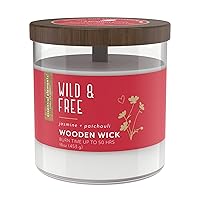 by Candle-Lite Company Wood Wick Scented Candle, Wild & Free, One 16 oz. Single-Wick Aromatherapy Candle with 50 Hours of Burn Time, White