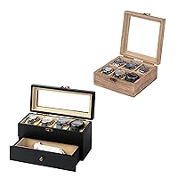 Watch Box Case Organizer Display Storage with Jewelry Drawer for Men Women Gift, Wood Black B1TZ4QRP 9S64S3SD