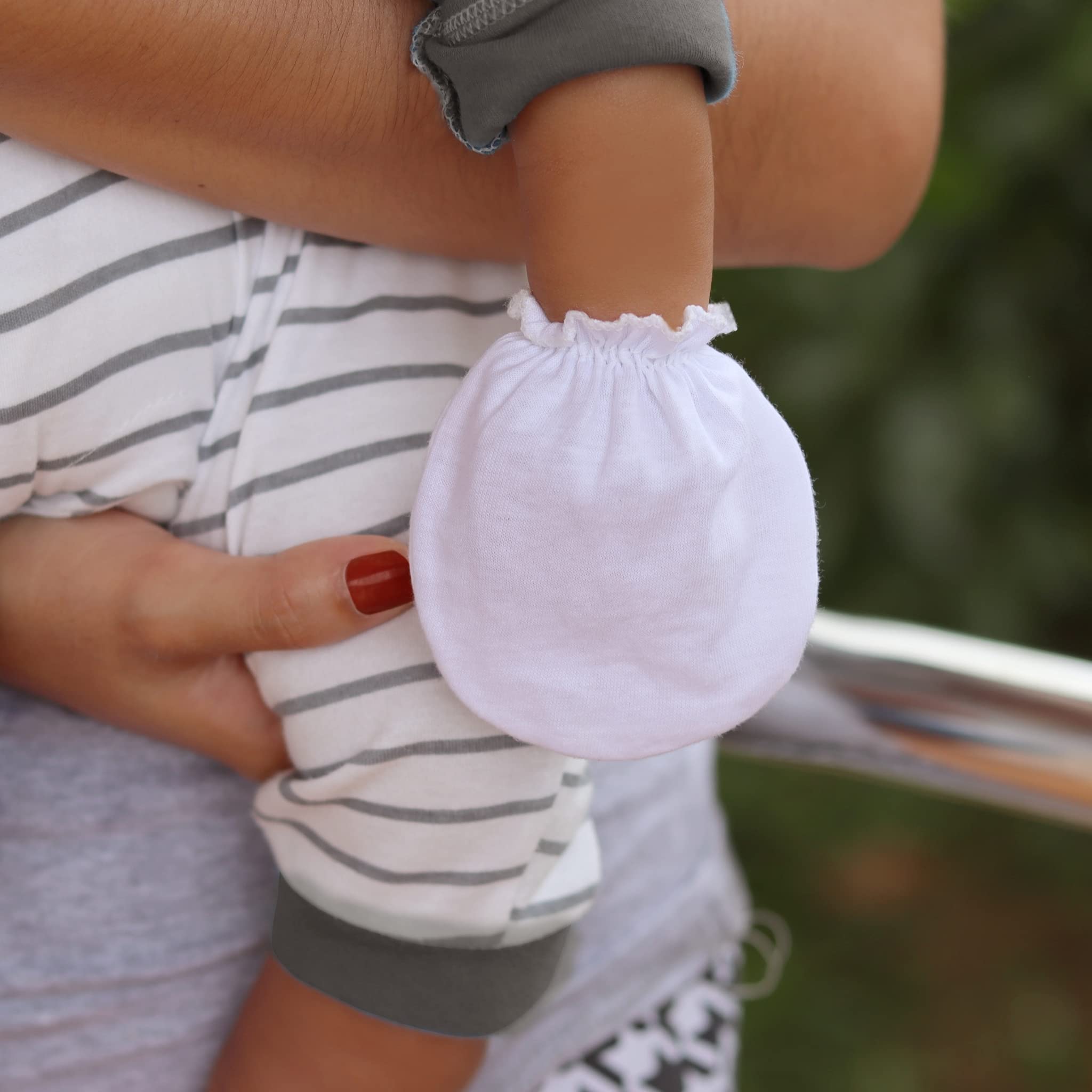RATIVE No Scratch Mittens 100% Cotton For Newborn Baby 0-6 Months Boys Girls