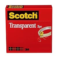 Scotch Transparent Tape, 2 Rolls, 1/2 x 2592 Inches, Classic glossy-finish, Boxed (600-2P12-72)