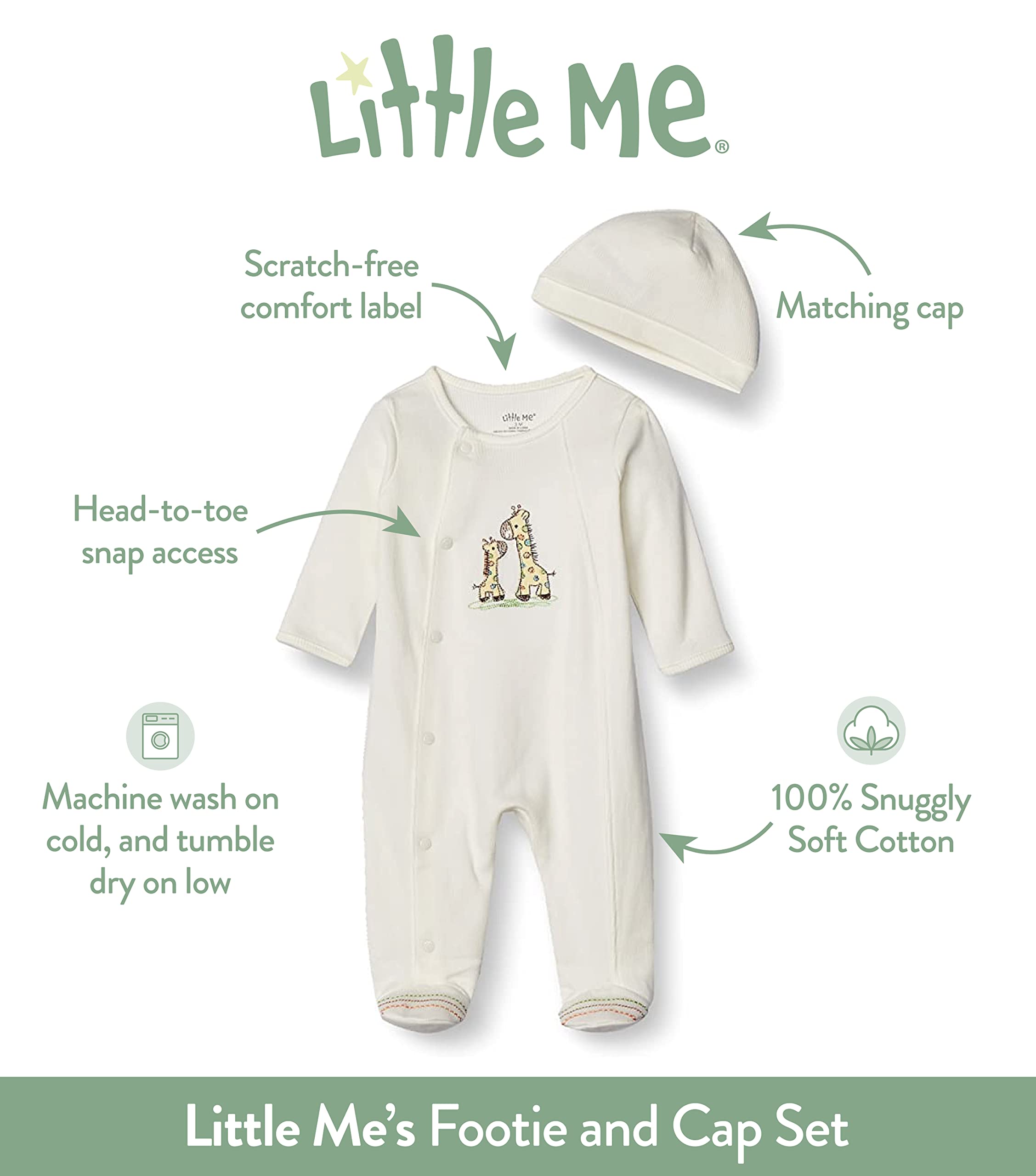 Little Me Baby-Girls Baby-Girls Newborn Damask Scroll Footie and Hat