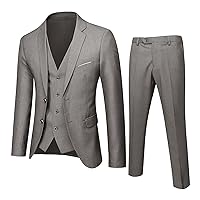 Men's 3 Piece Slim Fit Suit Set, One Button Solid Blazer Jacket Vest Pants Suit Sets for Business Wedding Party