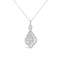 The Diamond Deal 18kt White Gold Womens Necklace Pear-shaped Teardrop VS Diamond Pendant 1.68 Cttw (16 in, 2 in ext.)