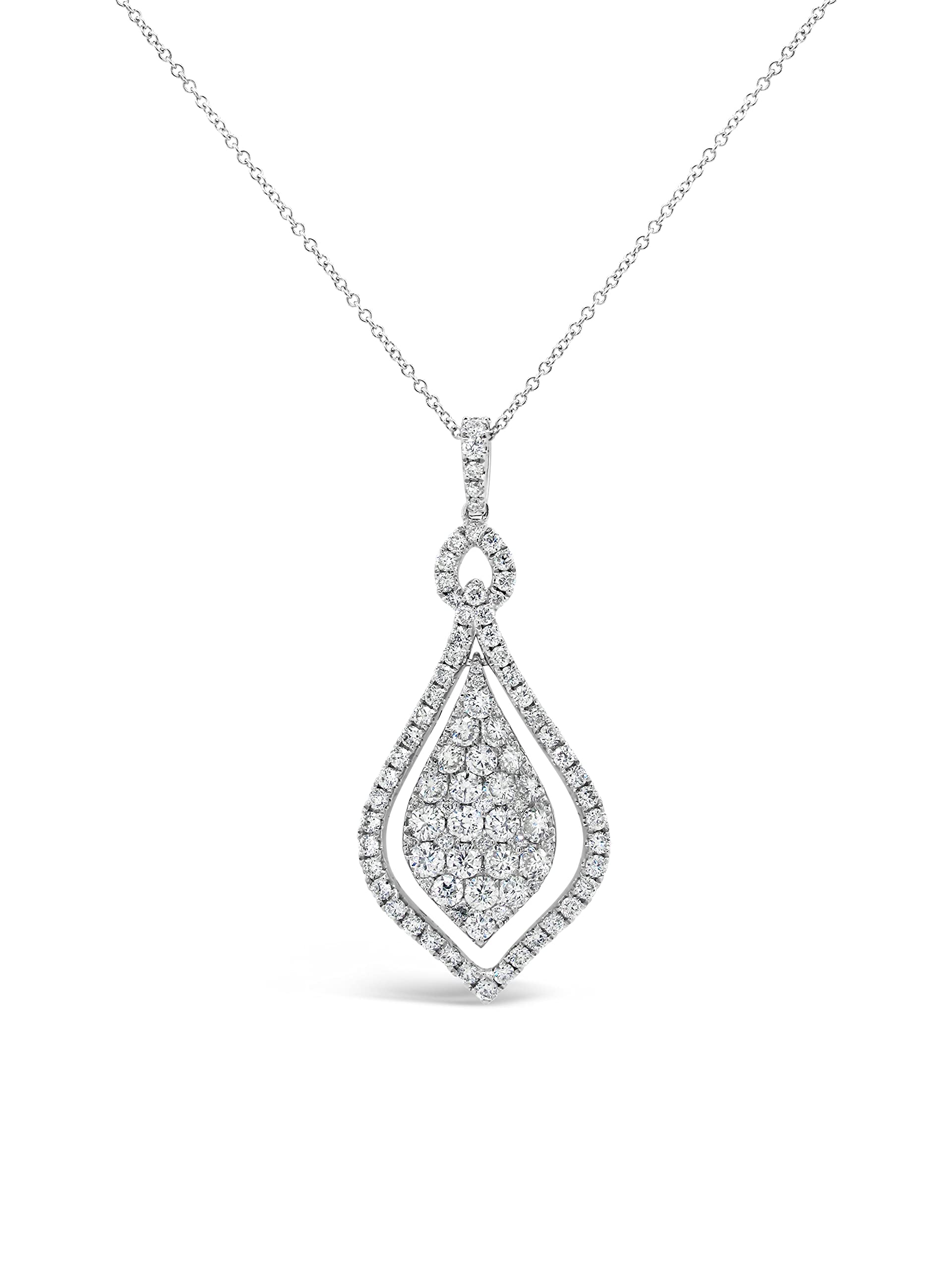 The Diamond Deal 18kt White Gold Womens Necklace Pear-shaped Teardrop VS Diamond Pendant 1.68 Cttw (16 in, 2 in ext.)