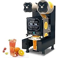 Commercial Fully Automatic Cup Sealing Machine, 350W Electric Cup Sealing Machine Cup Sealer, Bubble Tea/Milk Tea/Juice/Drink Sealing Machine for 90/95mm Plastic& Paper Cup Sealing-1pc