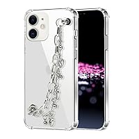 Bonitec Compatible with iPhone 11 Case Clear Bracelet 3D Heart Sparkle Bling Wrist Strap Luxury Shiny Crystal Silver Chain Protective Cover for Ladys, Girls and Women