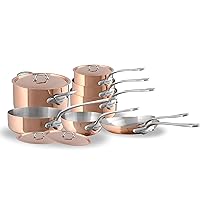 Mauviel M'Heritage 150 S 1.5mm Polished Copper & Stainless Steel 12-Piece Cookware Set With Cast Stainless Steel Handles, Made In France