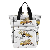 Cars Construction Machines Diaper Bag Backpack for Men Women Large Capacity Baby Changing Totes with Three Pockets Multifunction Baby Essentials for Picnicking Playing Shopping