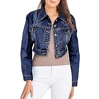 A2Z Ladies Women Fashion Denim Jacket Premium 100% Cotton Casual Fashion Vintage Faded Classic Jeans Streetwear Urban Jeans