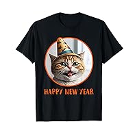 Happy New Year 2023 Funny New Year's Eve Cat Party Hat NYE T-Shirt
