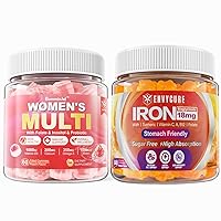 Sugar-Free Womens Multivitamin Gummies & 2 Pack Sugar Free Iron Gummies 18mg for Women Men, Skin, Hair Growth, Iron Deficiency, Anemia & Energy
