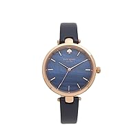Kate Spade New York Women's Holland Quartz Stainless Steel and Leather Watch, Color: Rose Gold, Navy (Model: KSW1157)