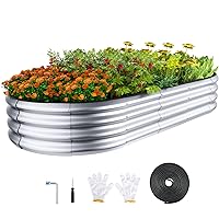Raised Garden Bed Kit, Large Galvanized Planter Raised Garden Boxes Outdoor with Safety Edging and Gloves, Oval Metal Raised Garden Beds for Gardening (6x3x1FT)