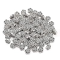 Pandahall 100pcs Tibetan Silver Antique Silver Flower Bead Spacers Charms for Jewelry Makings 7x4mm