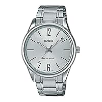 Casio #MTP-V005D-7A Men's Standard Stainless Steel Silver Dial Analog Watch