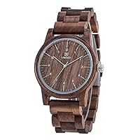Wooden Watches Uwood Series 40 mm Unisex Natural Handmade Wood Watch with Gift Box & Band Adjustable
