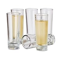 Tall Shot Glasses w/Heavy Base, Set 6 - Real Glass Shot Glass Set, Cool & Classic Design Ideal Groomsmen Gifts, Tequila Shot Glasses, Bachelor Party Favors for Men - 2oz / 59ml