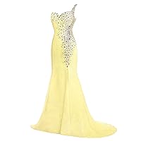 Women Mermaid Prom Dress One Shoulder Beaded Formal Evening Gowns