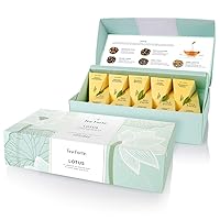 Tea Forte Lotus Relaxing Organic Tea, Petite Presentation Box, Sampler Gift Set With Handcrafted Pyramid Infuser, 10 Count (Pack of 1)