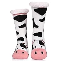 LINEMIN Womens Winter Slipper Socks With Grippers Cozy Warm Cute Fuzzy Slipper Socks