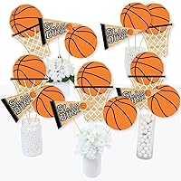 Big Dot of Happiness Nothin' but Net - Basketball - Baby Shower or Birthday Party Centerpiece Sticks - Table Toppers - Set of 15