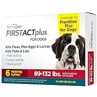 FirstAct Plus Flea Treatment for Dogs, Extra Large Dogs 89+ lbs, 6 Doses, Same Active Ingredients as Frontline Plus Flea and Tick Prevention for Dogs