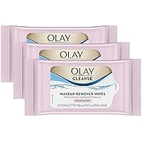 Olay Cleanse Makeup Remover Cleansing Face Wipes, Daily Facial Towelettes, Rose Water,25 Count (Pack of 3)