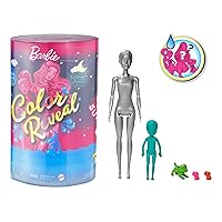 Barbie Color Reveal Set with 50+ Surprises Including 2 Dolls, 3 Pets & 36 Slumber Party-Themed Accessories; Water Reveals Dolls’ & Pets’ Looks & Creates Color Change on Certain Pieces