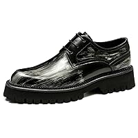 Men's Oxfords Formal Dress Business Shoes Comfort Patent Leather Meteor Coloring Plain Toe Derby Casual Shoes for Men