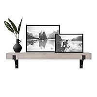Master & Co. Modern Floating Fireplace Mantel with Black Metal Brackets, Long Floating Shelves for Wall Décor, 48 inches, Gray Woodgrain