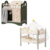 ROBOTIME Wooden Doll Bed,Baby Doll Crib Toys Doll Bunk Beds