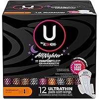 U by Kotex Kimberly-Clark Professional All-Nighter Overnight Pads with Wings, Box of 12