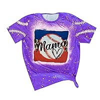Baseball Mom T-Shirts Women Funny Leopard Mama Graphic Tie Dye Tee Tops Summer Casual Loose Fit Short Sleeve Crewneck Shirts