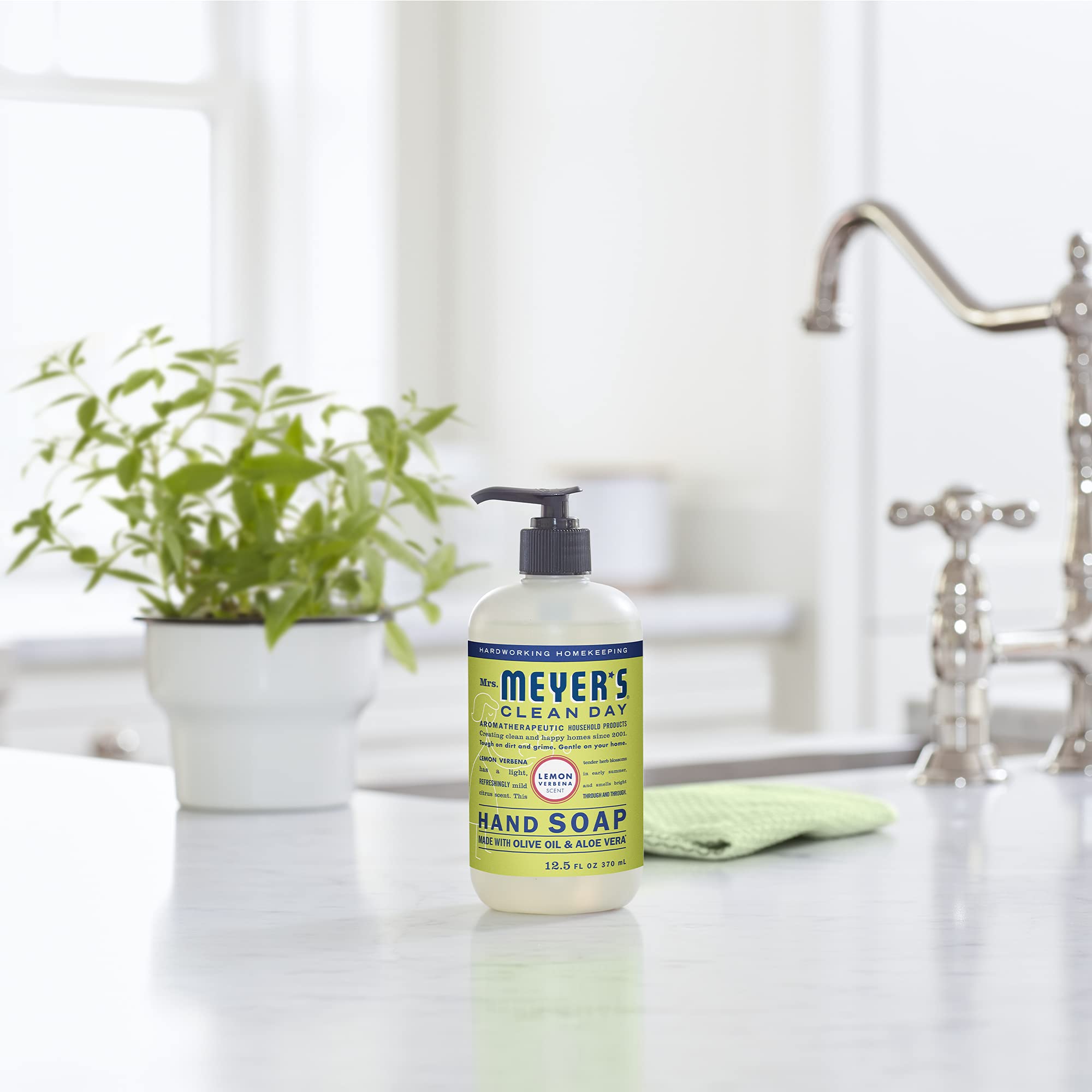 Mrs. Meyer's Hand Soap, Made with Essential Oils, Biodegradable Formula, Lemon Verbena, 12.5 fl. oz