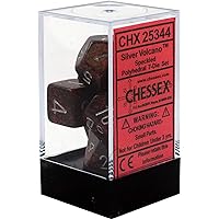 Chessex CHX25344 Dice-Speckled Silver Volcano Set