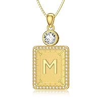 Mothers Day Gifts for Mom 18K Gold Initial Necklaces for Women, A-Z Letter Necklace for Her Birthday Gift for Friends, Yellow Gold Sterling Silver Initial Pendant Necklace with Box Chain, Anniversary Jewelry for Her Wife Girlfriend(18K Real Gold Filled)