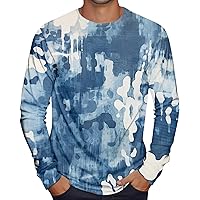Men's Long Sleeve Crewneck Tie Dye T-Shirt Casual Fashion Lightweight Tee Tops Slim Fit Workout Muscle Shirts