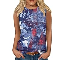 Womens American Flag Vintage Graphic Tank Tops Summer 4th of July Tanks Sleeveless Patriotic Tops Stripes Shirts