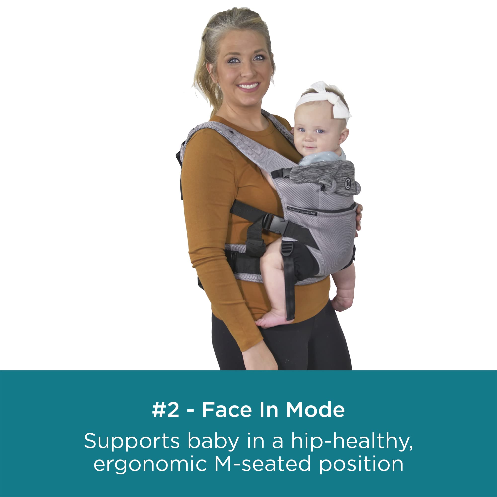 Contours Baby Carrier Newborn to Toddler |Journey GO 5 Position Convertible Easy-to-Use Baby Carrier with Pockets for Men and Women, Face in, Face Out, Front, Back & Hip (8-45 lbs) - Daydream Gray