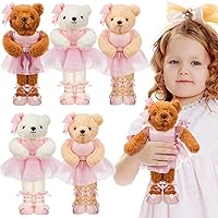 Junkin 6 Pcs Ballerina Bear in Pink Ballet Outfits Dance Recital Gifts, 10 Inch Plush Stuffed Animal Ballerina Bear Bulk Soft Ballerina Doll Ballerina Stuffed Animal for Boys and Girls Gifts