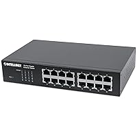 Intellinet 16 Port Gigabit Ethernet Switch – 10 / 100 / 1000 Mbps - Computer Desktop Internet Networking Splitter LAN Hub Router, Unmanaged, Metal Case, Fanless – 3 Yr Mfg Warranty – 561068
